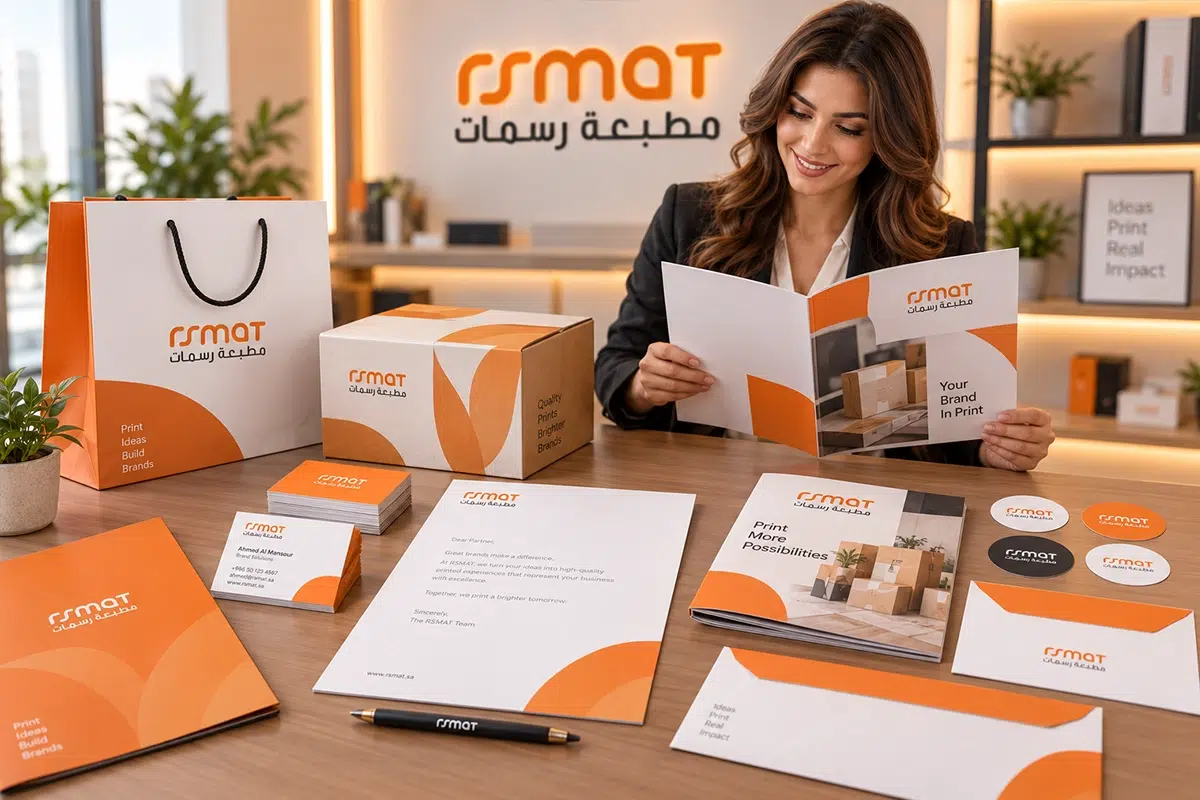 مطبوعات وهوية بصرية متكاملة للشركات من مطبعة رسمات